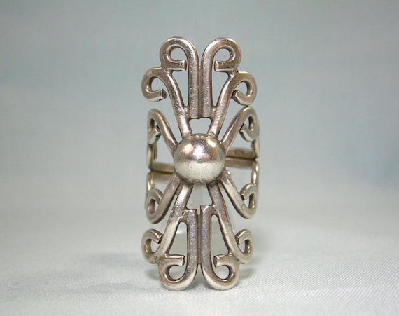 9.1g STERLING SCROLLS Ring Adjustable-Vintage 925… - image 1