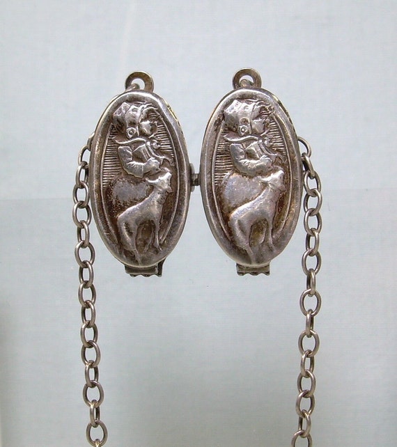 STERLING MARY Had A Little Lamb Chained Bib Clips… - image 3