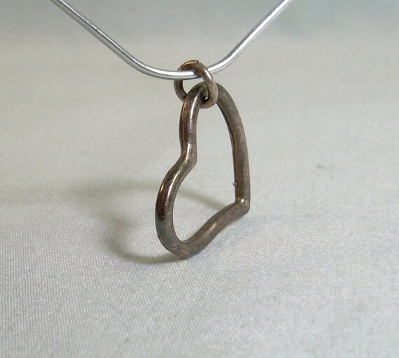 STERLING OPEN HEART Stencil Charm Pendant-Vintage… - image 3