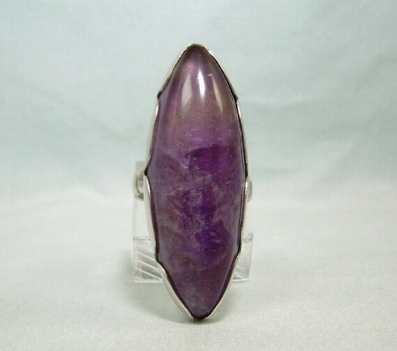 Natural Amethyst In 925 Sterling Solid Silver Beautiful Vintage Ring - Foto 7