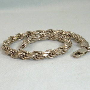 9 STERLING THICK ROPE Chain Bracelet-Vintage 925 Silver-Italy Hallmark-Solid Heavy 22.4g Thick Big Chunky Wide Byzantine Specialty Smooth image 3