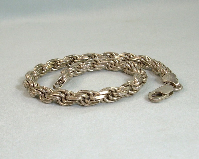 9 STERLING THICK ROPE Chain Bracelet-Vintage 925 Silver-Italy Hallmark-Solid Heavy 22.4g Thick Big Chunky Wide Byzantine Specialty Smooth image 3