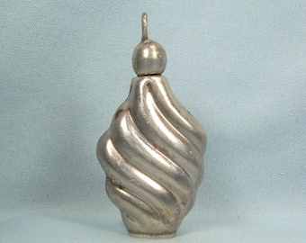 STERLING PERFUME Bottle Pendant-Vintage Heavy Chunky 925 Silver-Taxco Mexico TP-68 Hallmark-Scent Oil Flask Ash Urn Snuff Vial-Swirls Swirly