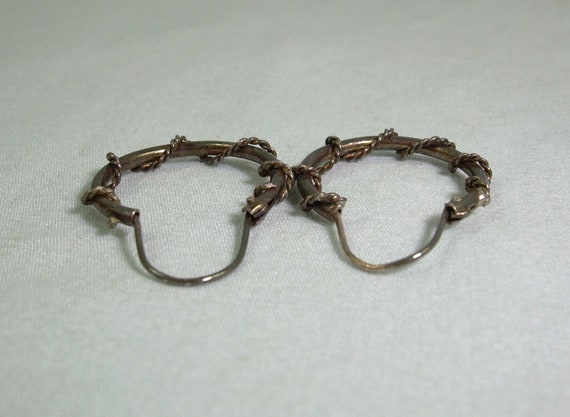 1" STERLING HOOPS Lever Wire Earrings-Vintage 925… - image 5