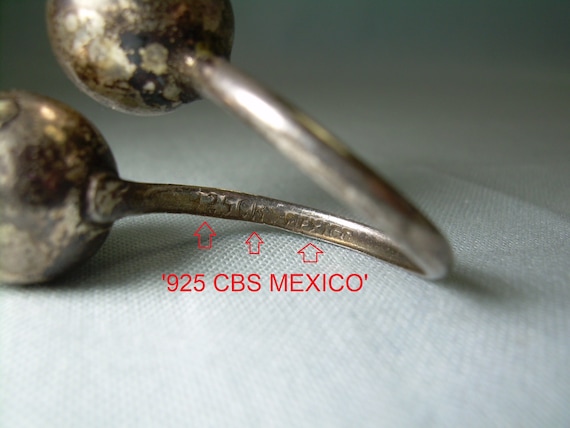 STERLING BIG BALLS Wrap Ring Adjustable-Vintage 9… - image 7