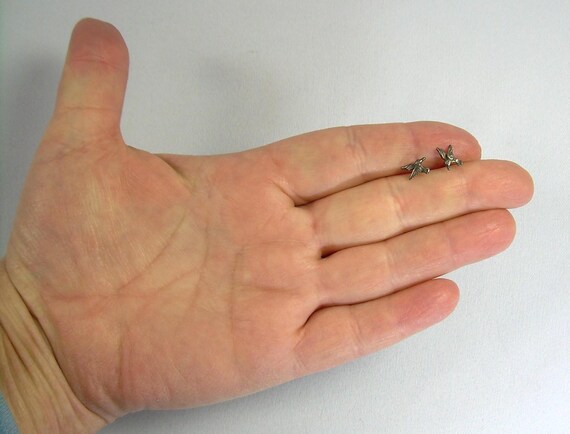 STERLING TINY HUMMINGBIRD Post Stud Earrings-Vint… - image 10