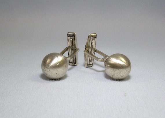 スターリング ビッグボール カフスボタン カフリンクス - ヴィンテージ