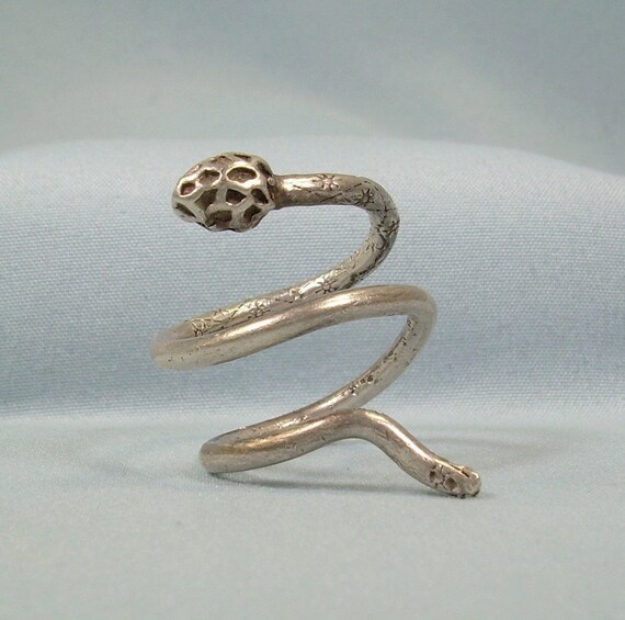 STERLING COILED SNAKE Adjustable Wrap Bypass Ring… - image 1