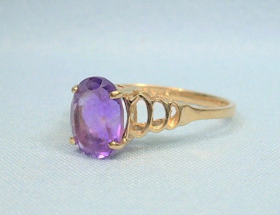 2g 14K AMETHYST Solitaire Ring Size 6-1/4 Vintage… - image 4