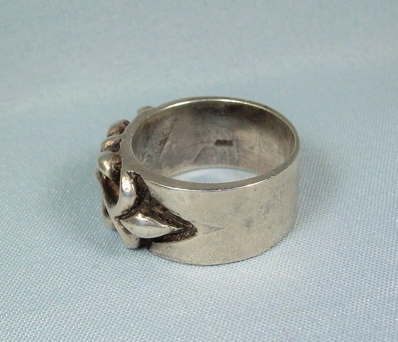 STERLING FLEUR De Lys Lis Wide Band Ring Size 6-14 Vintage 925 Silver-French Lily-Heavy Chunky-Possibly Chrome Heart CH Biker Tattoo Gothic