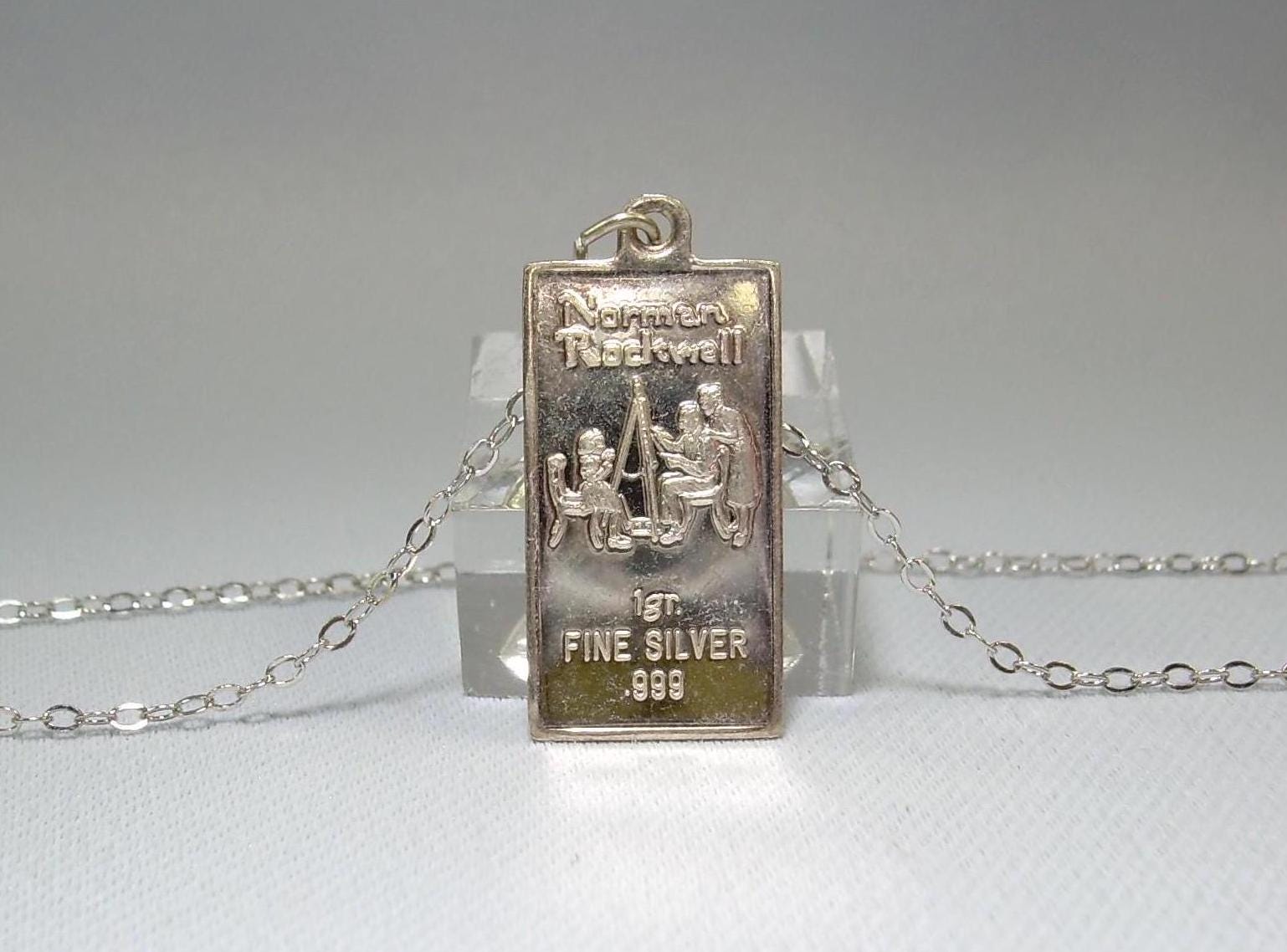 1g PURE SILVER INGOT Pendant Charm-18 1g PURE SILVER INGOT Pendant Charm-18