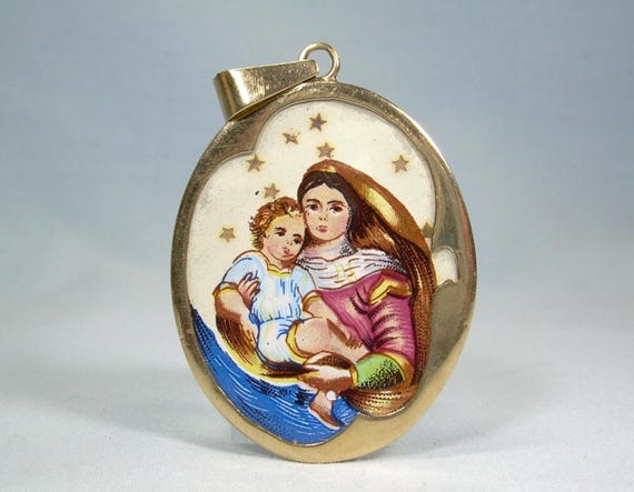 Pendentif En Or Massif 18 Carats - Médaille Chrétienne 