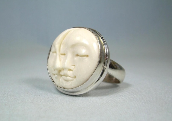 Reserved M-STERLING CELESTIAL FACES Ring Adjustab… - image 4