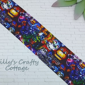 1.5&quot; Horror Movie Cartoon Bear Fox Rabbit Scary Grosgrain Ribbon, Gaming Animatronic Printed Ribbon, Hair Bow, Craft, Supplies Resin