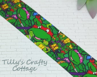 1.5" Turtle Grosgrain Ribbon, Green Cartoon Ninja Grosgrain Ribbon, DIY Printed Ribbon, Hair Bow, Craft Resin