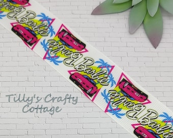 1.5" Malibu Beach Girl Doll Grosgrain Ribbon,  80's Movie Inspired Car Grosgrain Ribbon, DIY Printed Ribbon, Hair Bow, Craft Resin