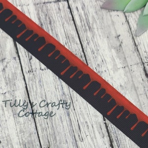 7/8&quot; Halloween Blood Drip Scary Horror Movie Grosgrain Ribbon,Haunted House Ribbon, DIY Printed Ribbon, Hair Bow, Craft, Supplies