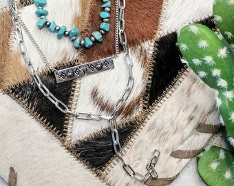 Turquoise Cowgirl Layered Necklace, cowgirl necklace, western jewelry, cactus necklace, southwestern jewelry, cactus jewelry
