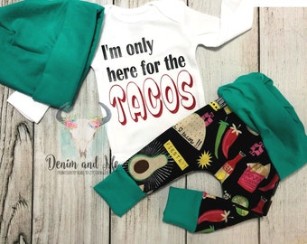 Taco Bodysuit Baby Coming Home Outfit, Baby Boy Going Home Outfit, Taco Bodysuit, Newborn Baby Gift Set