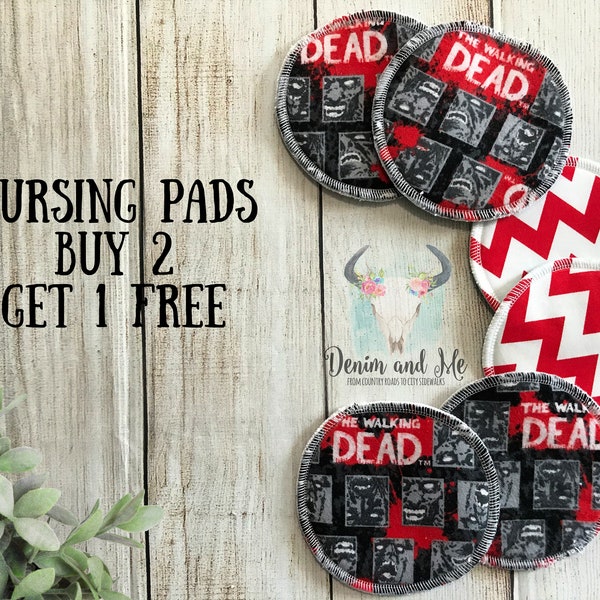 Nursing Pads, Pregnancy Delivery Nursing Pads, Organic Fleece Nursing Pads, Walking Dead Nursing Pads