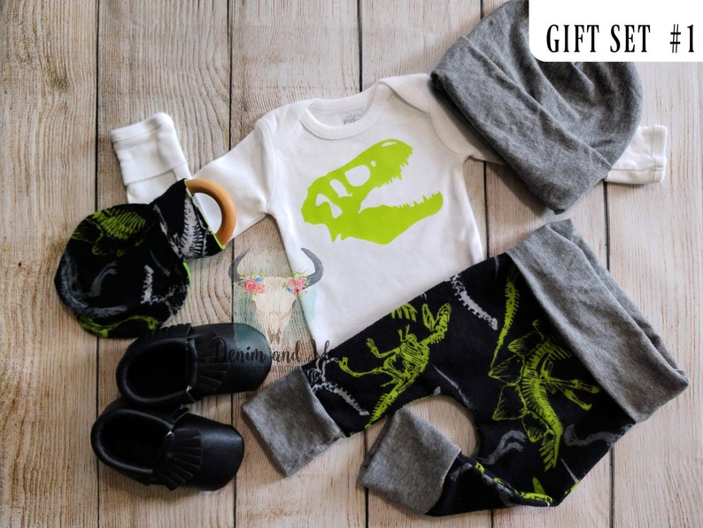 Baby Boy Going Home Outfit Newborn Baby Boy Gift Set Dinosaur Onesie Dinosaur T-Rex Baby Boy Coming Home Outfit