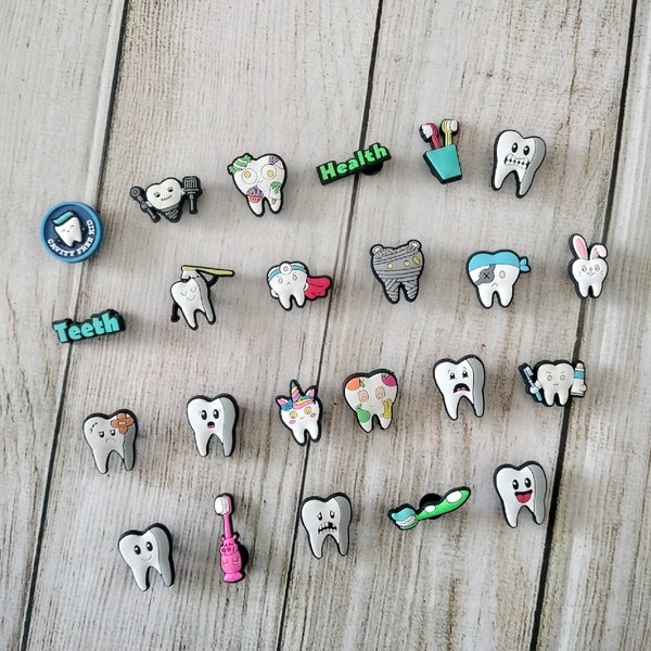 Dentist Teeth Tooth Fairy Kids Teeth Croc Charms,  Dental Shoe Charms, Dentist Shoes, Charms, Fun Kid Shoe Charms, Croc Charms