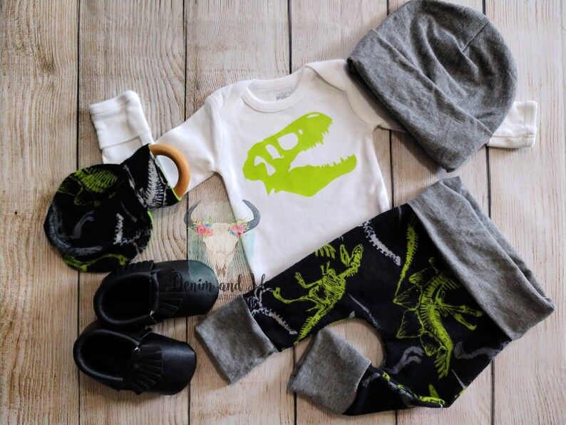 Baby Boy Going Home Outfit Newborn Baby Boy Gift Set Dinosaur Onesie Dinosaur T-Rex Baby Boy Coming Home Outfit