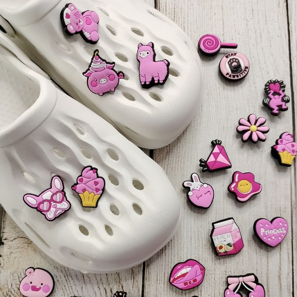 Pink Girl Power Charms, Pink Girl Power Princess Girl Shoe Charms, Girl Charm Shoes, Charms, Pink Shoe Charms, Croc Charms for Girls