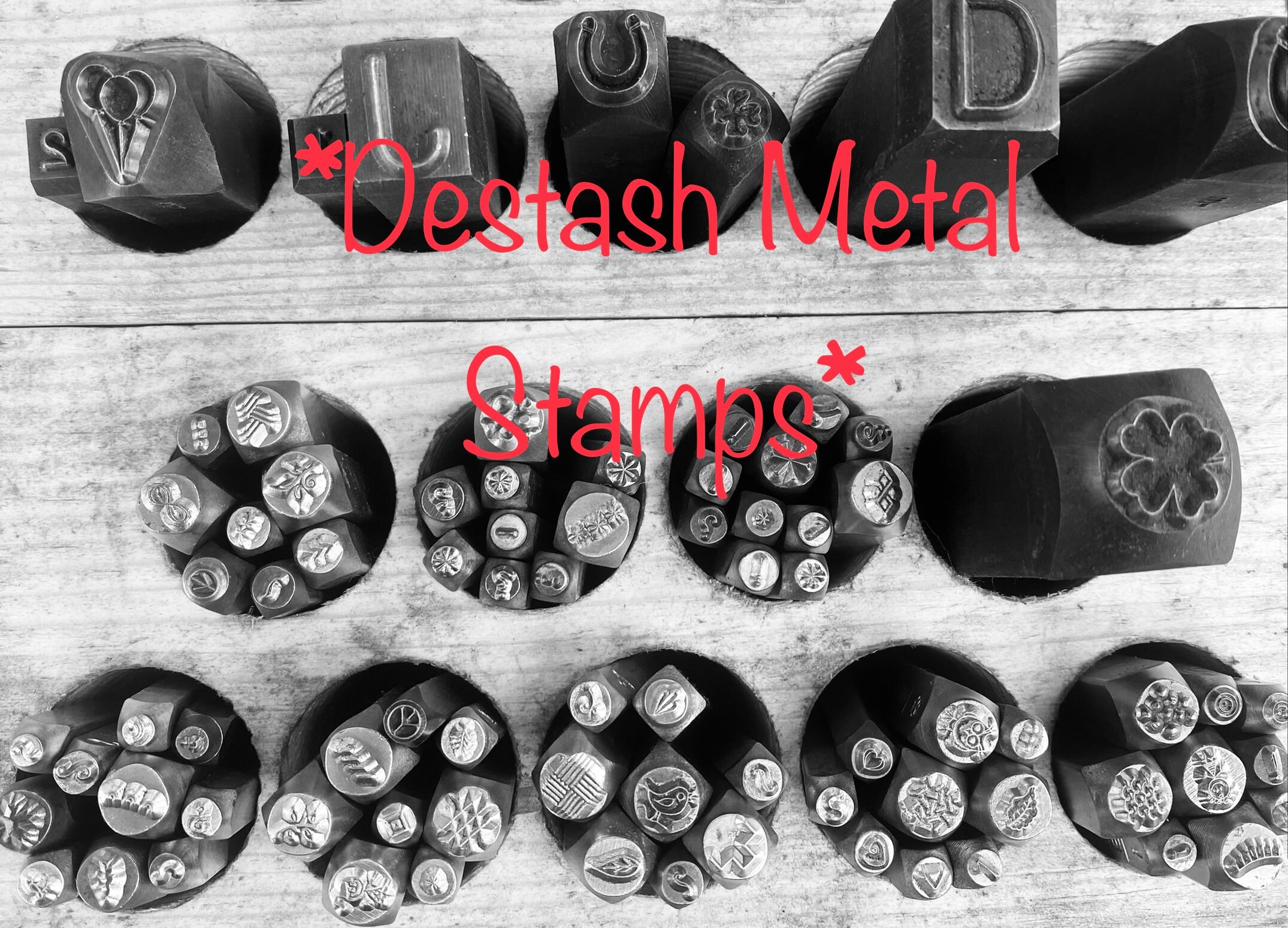 DESTASH - Metal Hand Stamps - Assorted Mix - Leather - Punches - Desi…