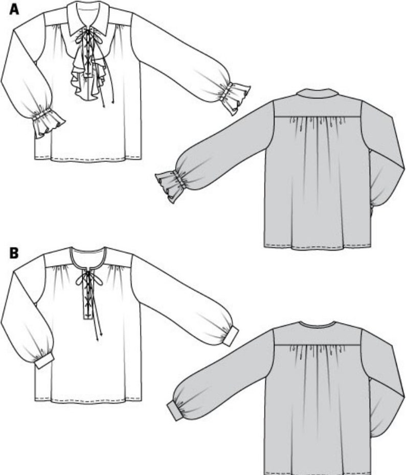 7332 Burda Men's Pirate Shirt Sewing Pattern Sizes 3848 Etsy