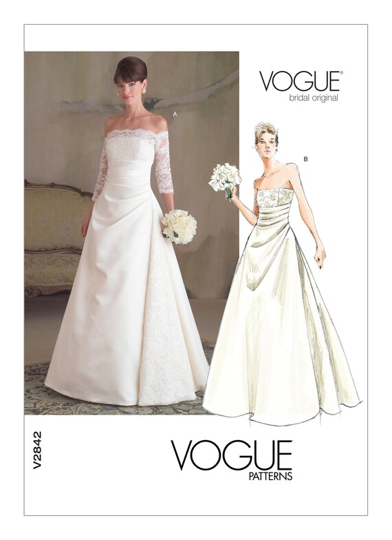 V2842 Vogue Wedding Dress Sewing Pattern Sizes 6-10 12-16 | Etsy