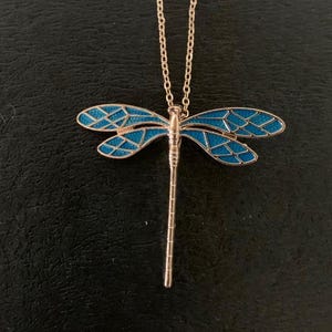 large blue dragonfly necklace, dragonfly necklace, dragonfly jewelry, dragonfly pendant, dragonfly gifts, dragon fly necklace, blue necklace