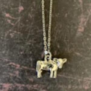 small cow necklace, cow necklace, silver cow necklace, dainty cow necklace, holstein cow jewelry, holstein cow pendant, cow show gifts, cow