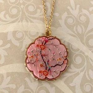 Large Organic Plum Blossom with Sun Necklace