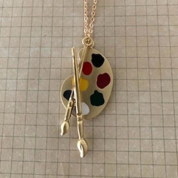 painting necklace, paint brush necklace, pallet jewelry, painting jewelry, painting pendant, painter gift, artist necklace, gift for artist