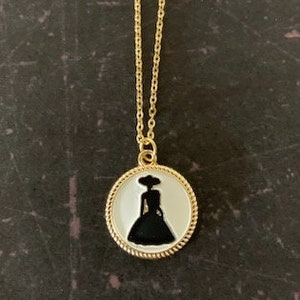 lady silhouette necklace, silhouette necklace, silhouette pendant, silhouette jewelry, black silhouette, victorian silhouette, lady necklace