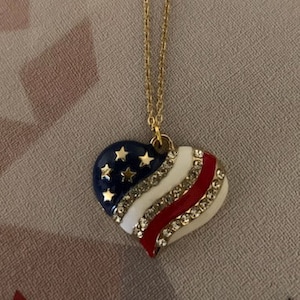 patriotic heart necklace, patriotic necklace, partriotic jewelry, american flag jewelry, american flag necklace, flag necklace, patriotic