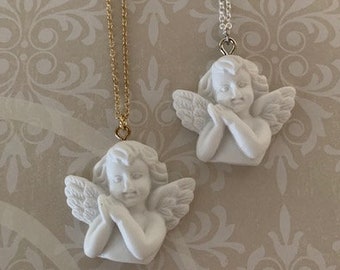 cherub necklace, white cherub, cherub jewelry, cherub pendant, angel necklace, angel jewelry, angel pendant, guardian angel, angel gift