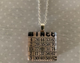 bingo necklace, bingo jewelry, bingo gifts, game necklace, bingo cards, bingo numbers, bingo player, gift bingo, numbers necklace, numbers