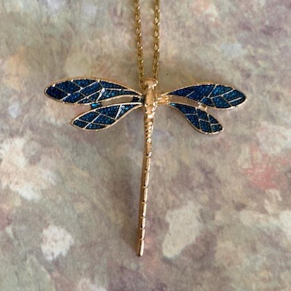 large blue dragonfly necklace, dragonfly necklace, dragonfly jewelry, dragonfly pendant, dragonfly gifts, dragon fly necklace, blue necklace