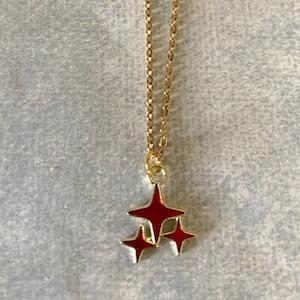 red polar stars necklace, polar stars pendant, red star necklace, red star pendant, stars necklace, stars jewelry, stars pendant, red stars