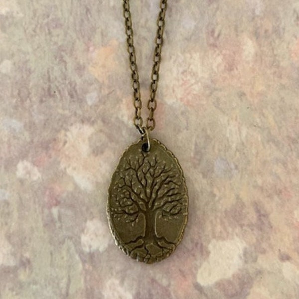 bronze tree necklace, life tree necklace, tree of life jewelry, tree slice, tree necklace, bark necklace, arborist gifts, tree lover gift