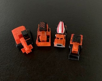 choice-vintage micro construction machines, micro machines, construction toys, bulldozer, excavator toy, mini excavator, mini construction