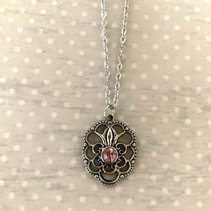 dainty pink stone necklace, pink stone necklace, pink stone pendant, pink stone jewelry, october birthstone, octorber necklace, october gift