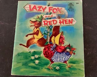 vintage childrens book, vintage book, fox books, childrens book, childs book, books vintage, vintage kids book, 1950s books, hen book, books
