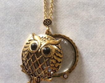 Magnifying Glass - Magnifying Glass Necklace - Magnifying Glass Pendant - Magnifying Necklace - Owl Necklace - Owl Jewelry - Owl Pendant
