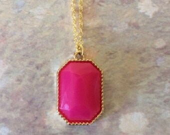 Hot Pink Necklace - Hot Pink Jewelry - Pink Necklace - Pink Jewelry - Pink Pendant - Fuschia Necklace - Stone Necklace - Stone Pendant
