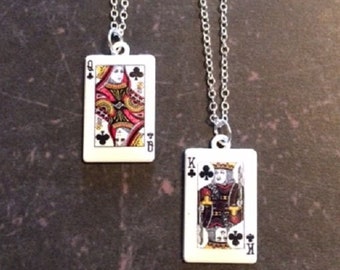 Playing Cards Necklace - Playing Card Jewelry - Queen of Clubs - King of Clubs - Gift for Card Player - Card Necklace - Poker Gifts - Cards