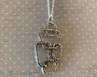 silver maze necklace, maze necklace, maze pendant, silver loop necklace, loop necklace, loop jewelry, loop pendant, geometric necklace, maze