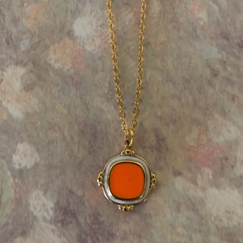 Sterling Silver & Orange Jewel Necklace